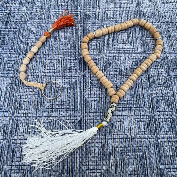 Handmade Prayer Beads Tasbeeh Real Wood Key chain Tan Beads Religious Beads - Picture 5 of 11